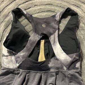 Lululemon Athletica Black and Gray Asymmetrical Cut Out Tank Top